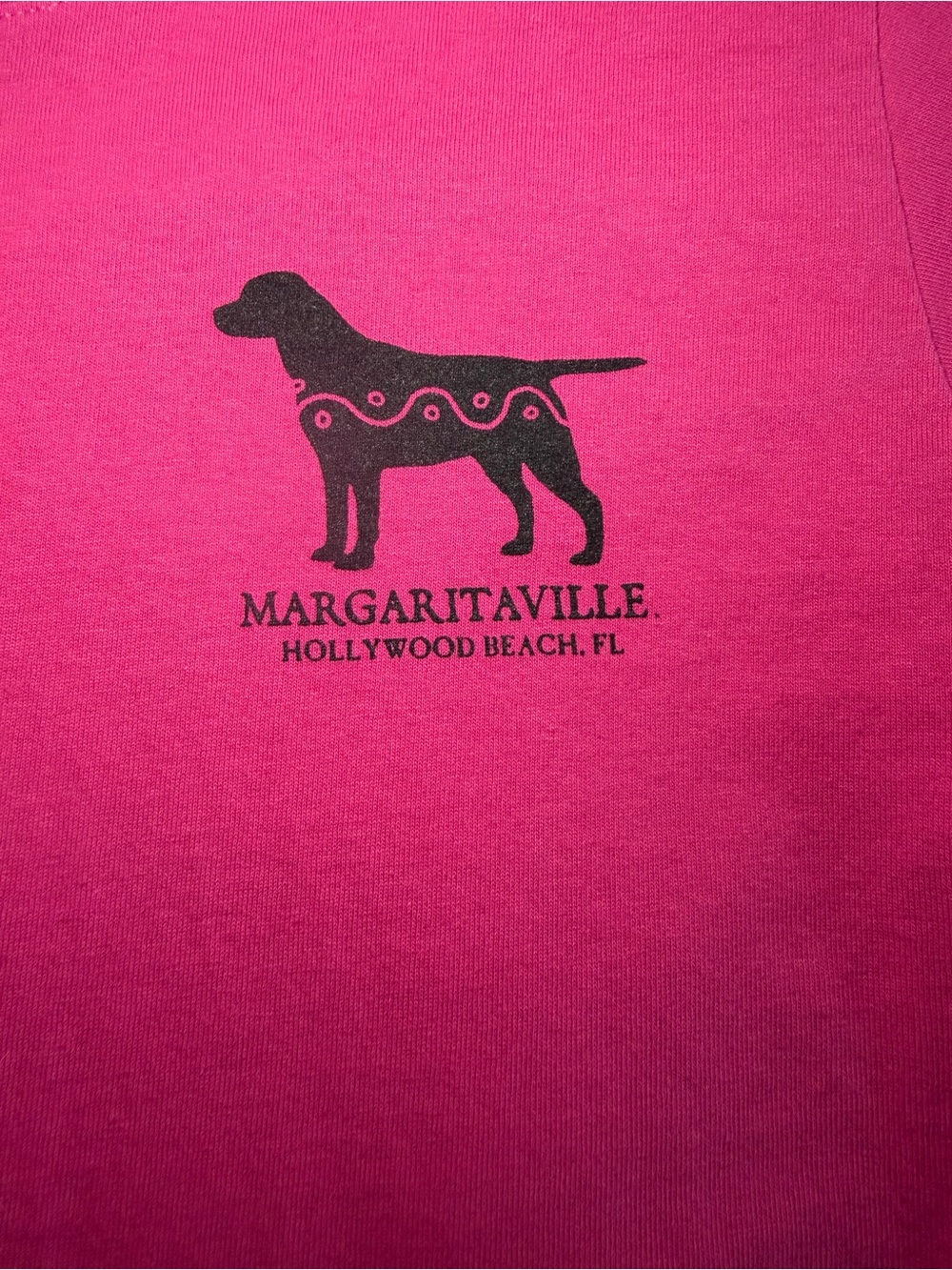 Margaritaville Hot Pink Short Sleeve Tee with Black Dog Logo - Picture 3 of 5